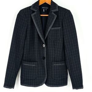 Peace Of Cloth Jacket Blazer Women’s Size 2 Black Checkered 2 Button NY USA